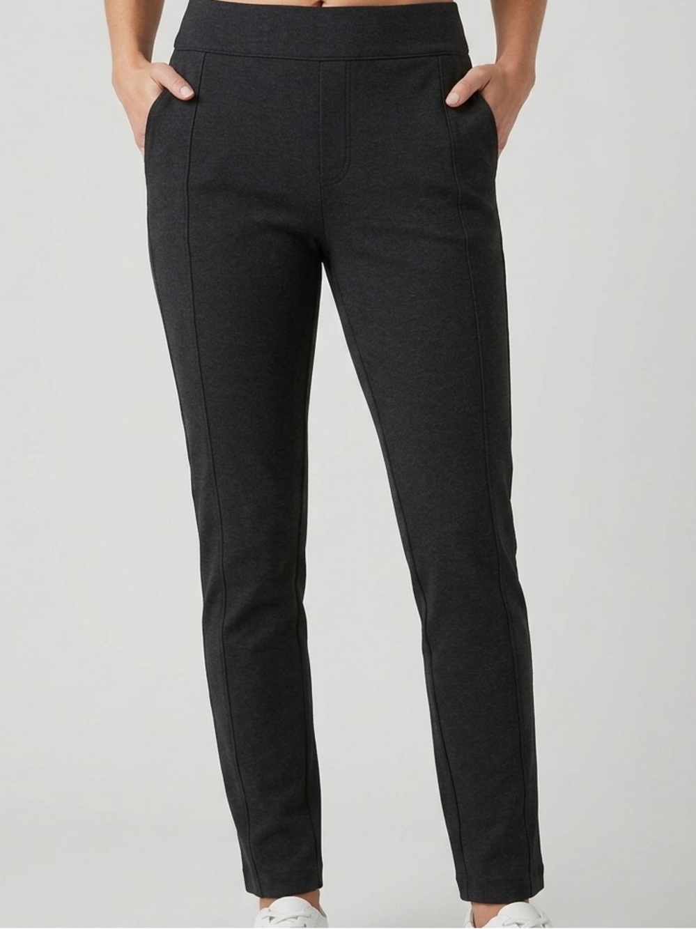 Spanx The Perfect Pant Slim Straight Gray Ponte Stretch Women's Size Medium Tall
